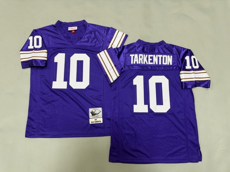 Men 2025 Minnesota Vikings #10 Tarkenton purple Throwback Limited NFL Jersey style 001